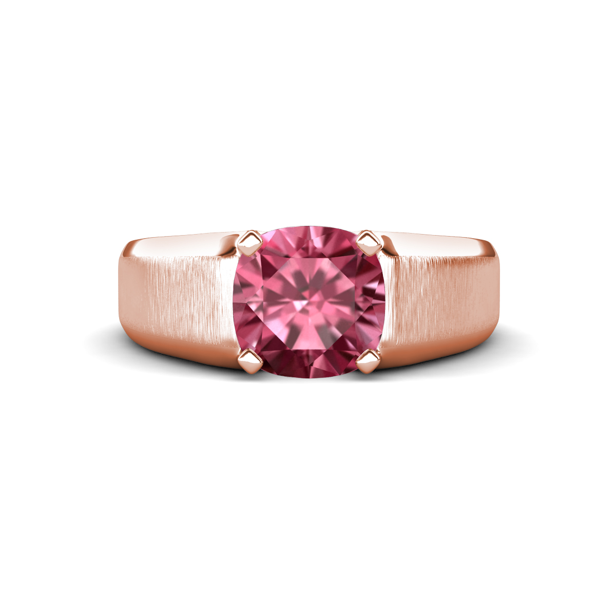 Jude 2.00 ct Cushion Shape Pink Tourmaline Solitaire Men Wedding Band (8 mm) 